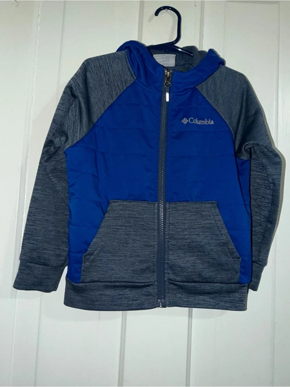 Boys toddler 4T Columbia Blue and Gray Hooded Zip-Up Jacket